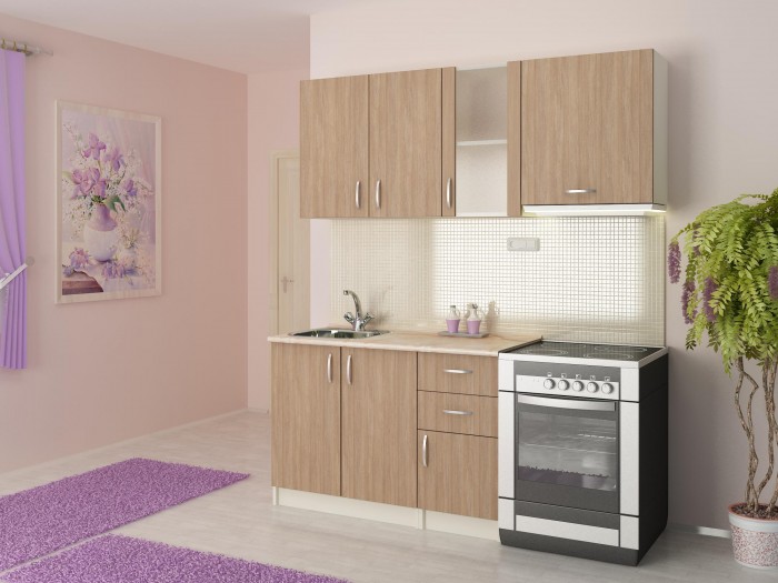 Кухня К-3 (бяло/дъб амбер)